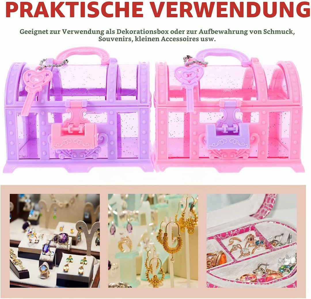 2 Stück Schatzkiste Prinzessinnen-Truhe Spielzeug: Schatz-Schmucktruhe Mädchen Mit Schloss Und Schlü