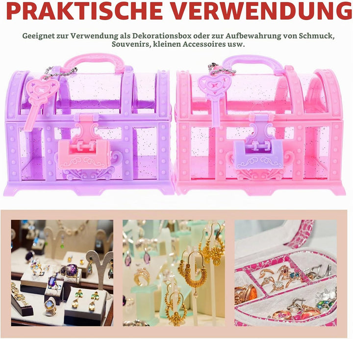 2 Stück Schatzkiste Prinzessinnen-Truhe Spielzeug: Schatz-Schmucktruhe Mädchen Mit Schloss Und Schlü
