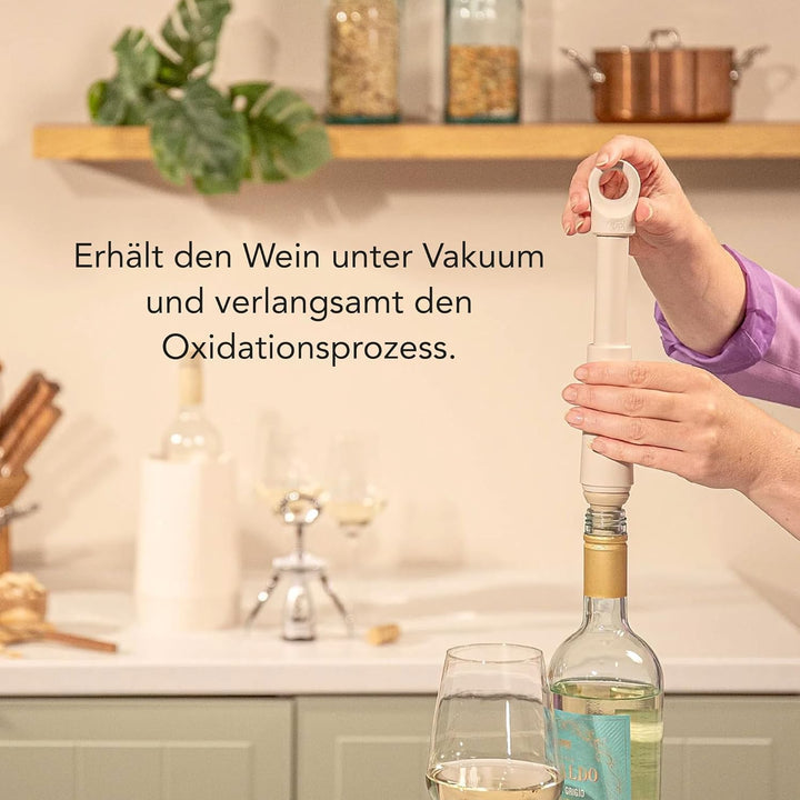 Vacu Vin Weinpumpe Loop - Vakuum Weinflaschenverschluss - 1 Pumpe 1 Stopper aus 98% Recyceltem Mater