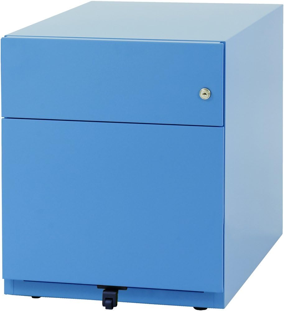BISLEY Rollcontainer Note mit Griffleiste, 1 Universalschublade, 1 HR-Schublade, Metall, 605 Blau, 5