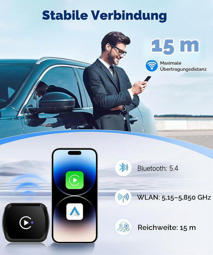 Rimoody Wireless Carplay &amp; Android Auto Wireless Adapter, 2 IN 1 Stick Konvertieren Wired Android Au