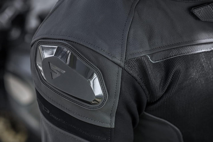 SHIMA PISTON Herren-Motorradjacke - Leder, urbane Jacke mit Netzeinsätzen, Protektoren an Schultern,