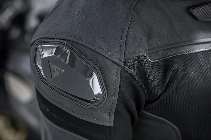 SHIMA PISTON Herren-Motorradjacke - Leder, urbane Jacke mit Netzeinsätzen, Protektoren an Schultern,