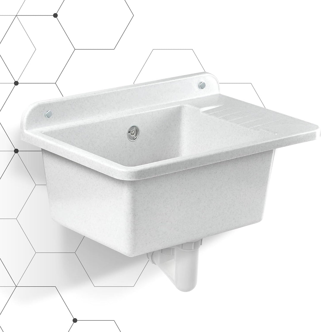 GOSPO Ausgussbecken aus Polypropylen, 50,5 x 34 x 26,5 cm, Haushaltsspülbecken, Spülbecken mit profe