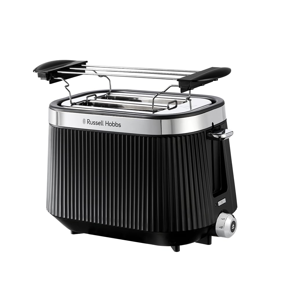 Russell Hobbs Toaster [für 2 Scheiben] Brontë Black (6 Bräunungsstufen, Mattes Finish, Silberakzente