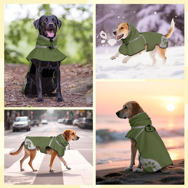 Hunderegenmantel wasserdicht Winddicht, Regenjacke mit Reflektor - Regenmantel für Dackel, wasserdic
