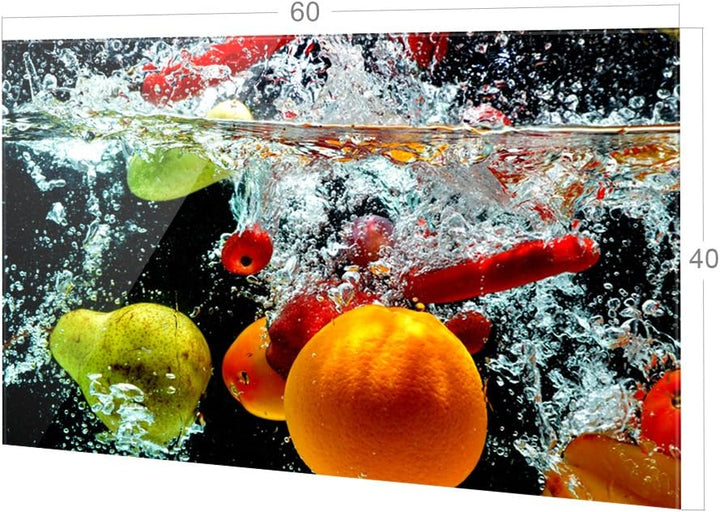 GRAZDesign Spritzschutz Glas für Küche, Herd Bild-Motiv Früchte im Wasser Küchenrückwand Küchenspieg