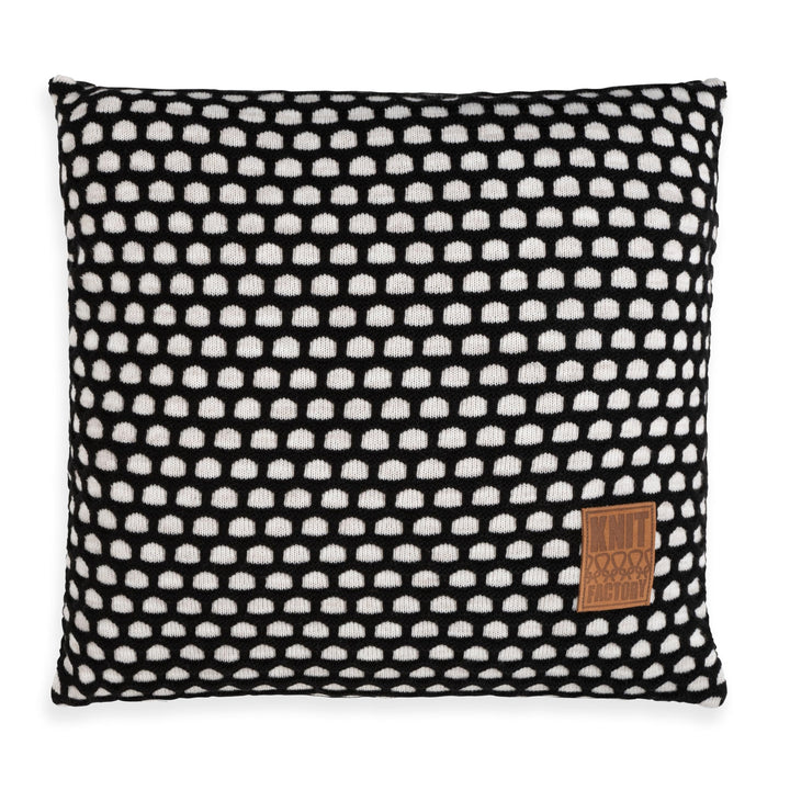 KNIT FACTORY - Mila Kissen - Beige/Schwarz - 50x50 cm 50x50 cm Beige/Schwarz, 50x50 cm Beige/Schwarz