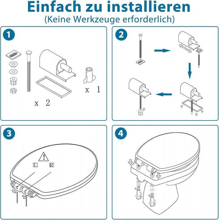 LILIIN Toilettendeckel WC Sitz, Absenkautomatik &amp; Quick-Release, Antibakteriell, Duroplast Klodeckel