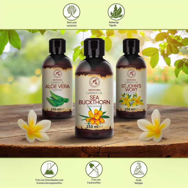 Sanddornöl 250 ml - Hippophae Rhamnoides - Kaltgepresst - Sanddorn Öl - Rein &amp; Natürlich - Trägeröl