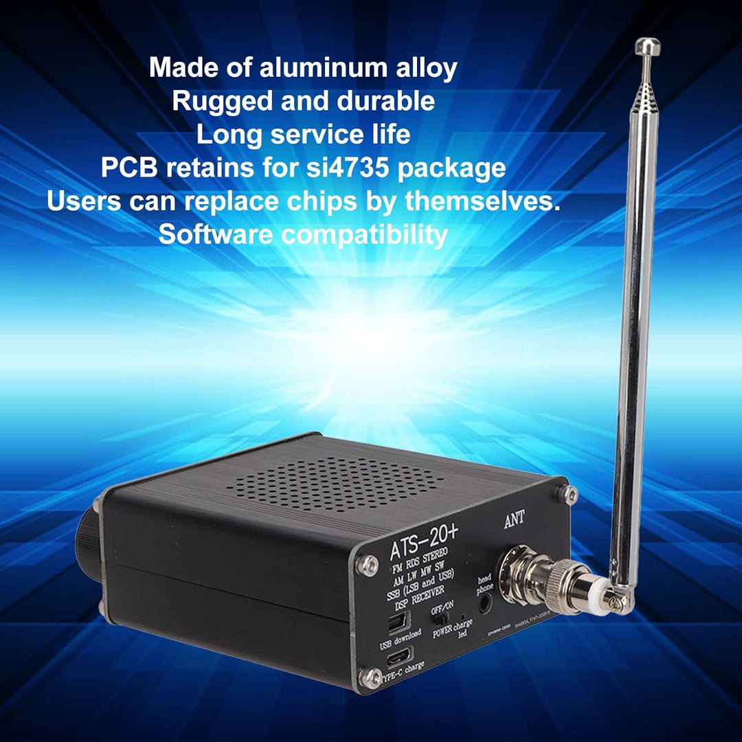 ATS 20+ Si4732 Funkempfänger, Multiband Funkempfänger mit Lautsprecher und Antenne für Camping Im Fr