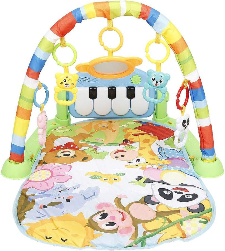 Krabbeldecke für Babys, mit Spielbögen, bunt, mit niedlichen Motiven, die Babys anziehen, A-Grün, A-