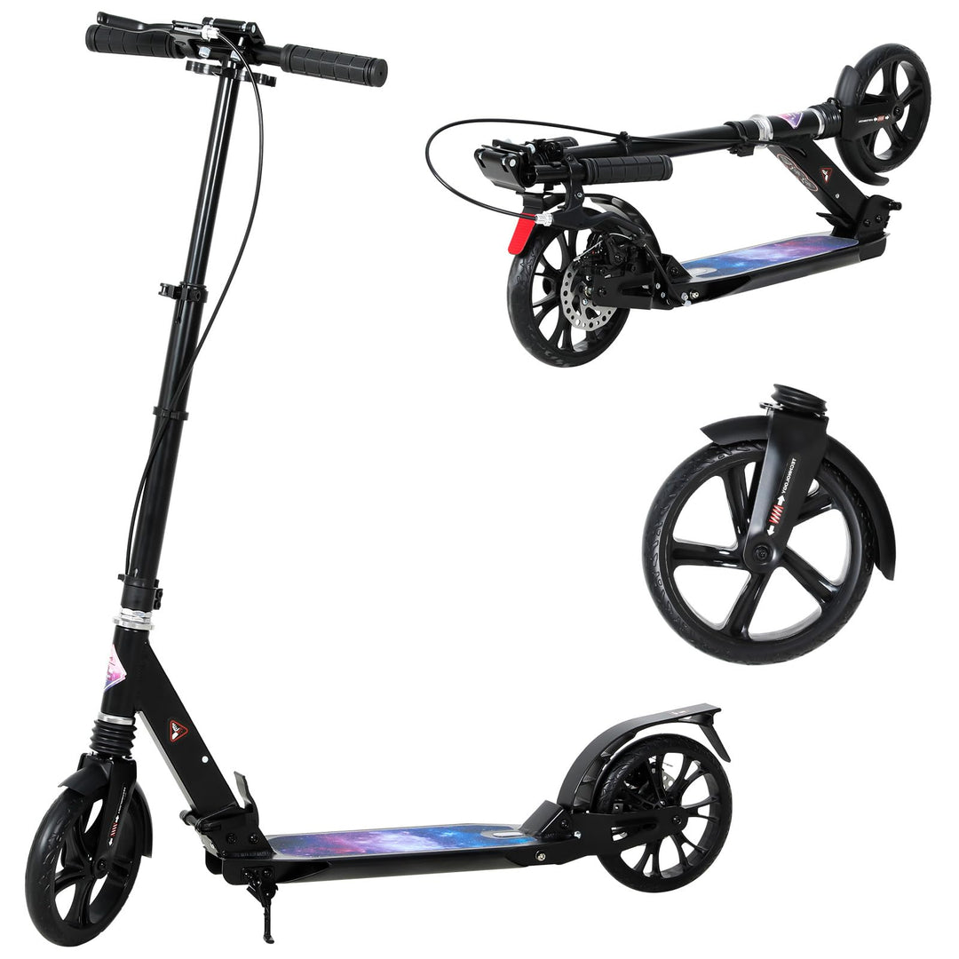 ISE Big Wheel Scooter Tretroller 200mm Roller Cityroller Klappbarer Scooter mit 2 Räder,Handbremse f