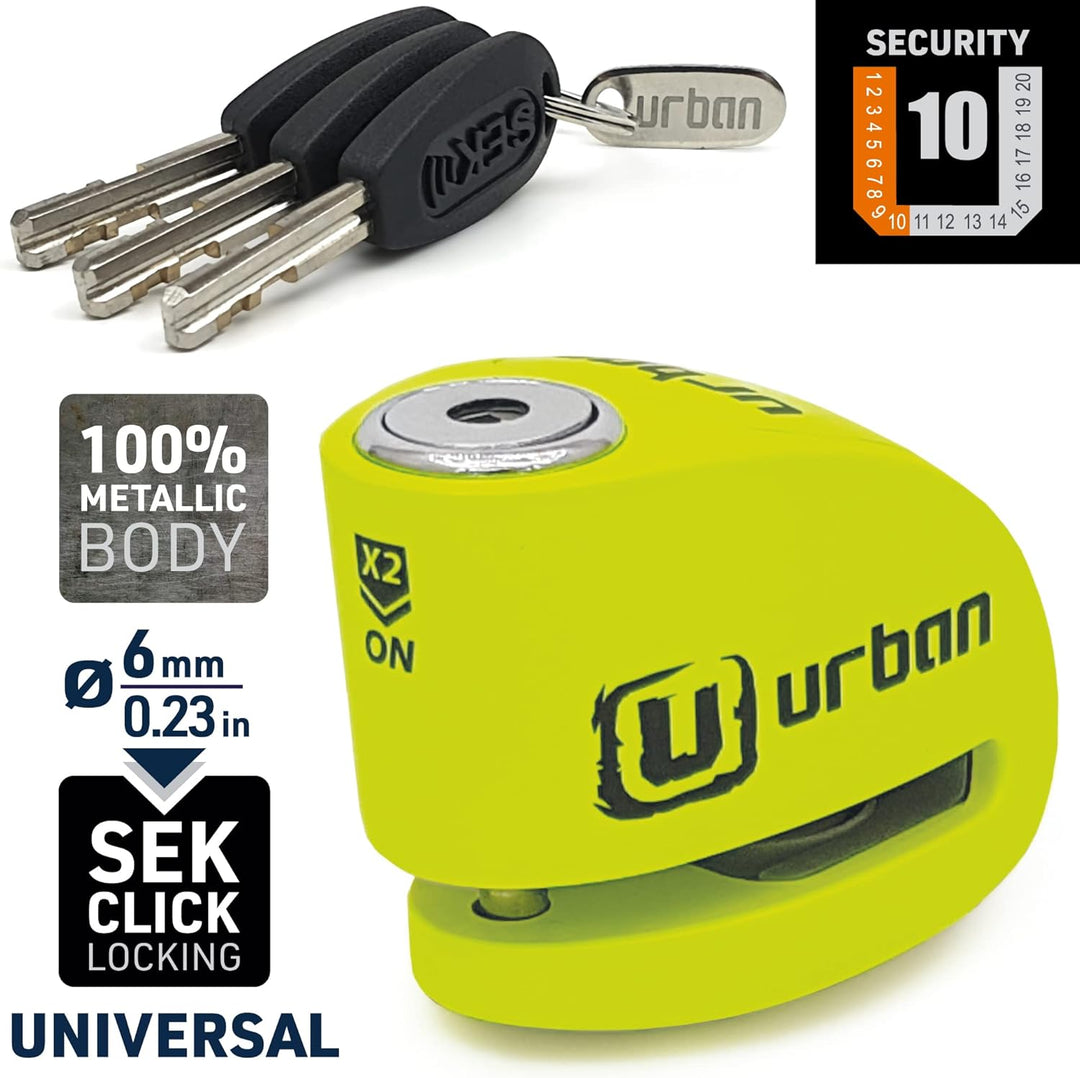 URBAN UR906X Bremsscheibenschloss Alarm 120dB ON/OFF Optionale Aktivierung, Austauschbares Modul, La