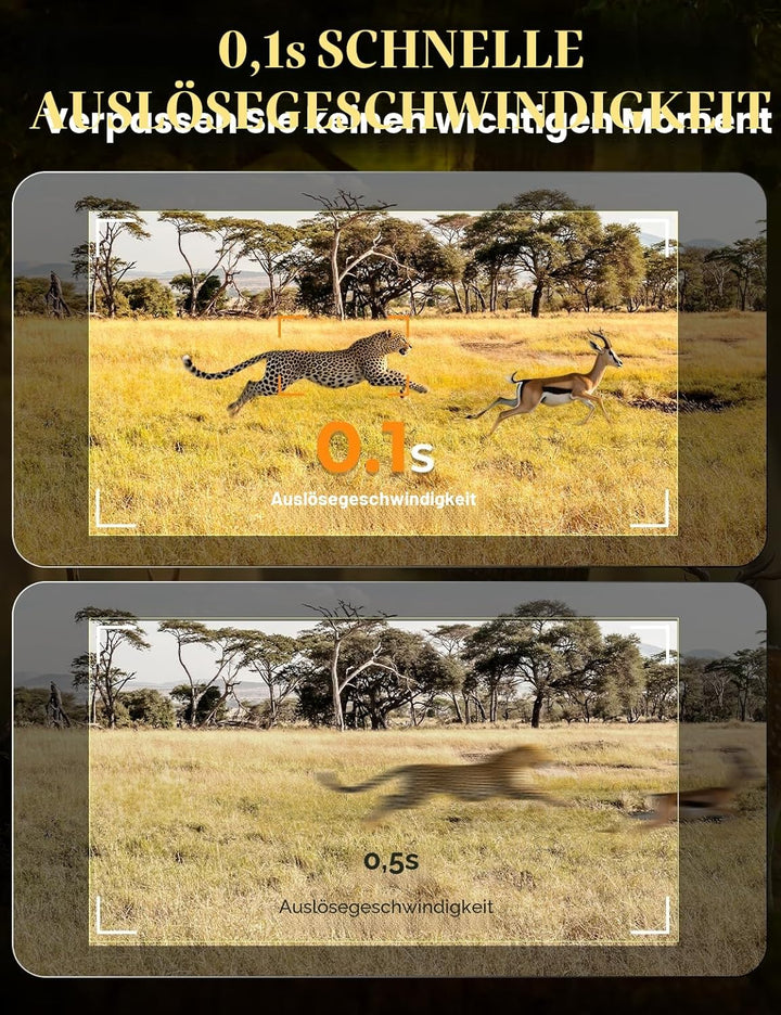 Wildkamera mit Handyübertragung App, 84MP 4K WLAN Wildkamera mit 8 AA-Batterien, 130 ° Weitwinkel Wi