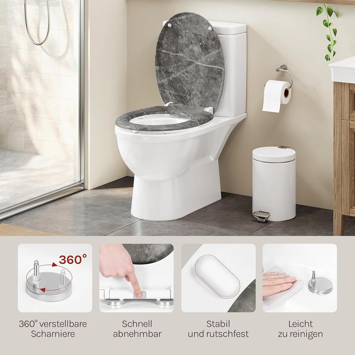 WOLTU Toilettendeckel mit Absenkautomatik, WC Sitz aus Duroplast, O-Form Quick-Release zur einfachen