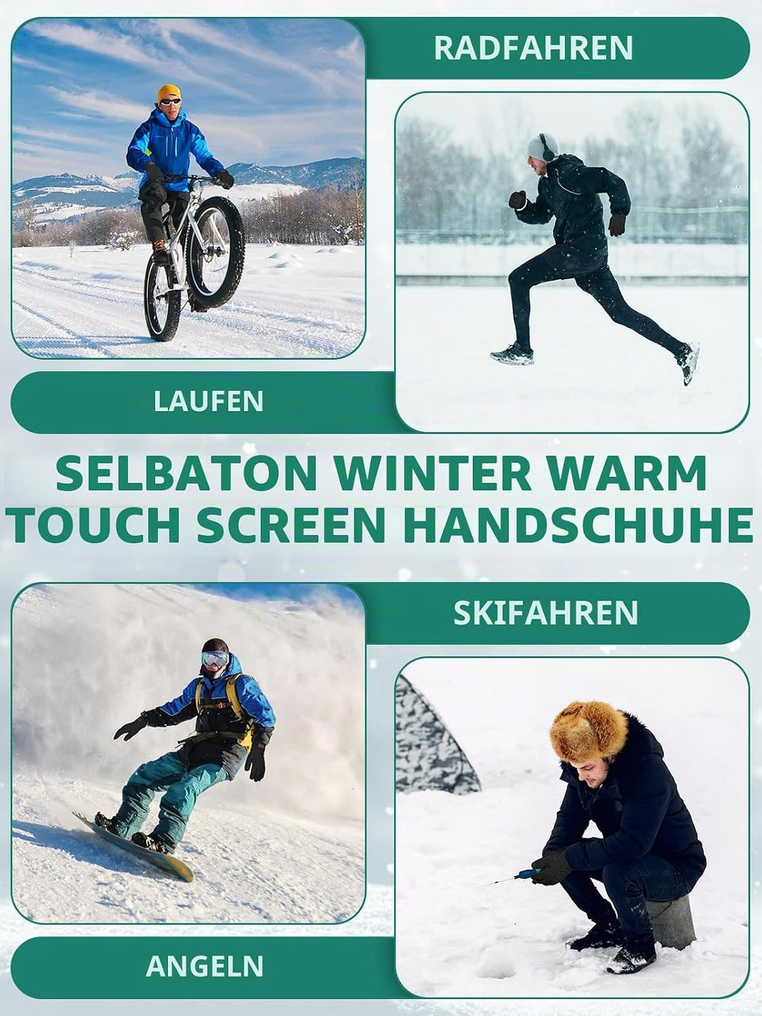 SELBATON Winter warme Handschuhe mit Fleece-Futter Stricken weiche Touchscreen warme gestreckte Hand