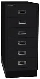 BISLEY MultiDrawer, 29er Serie mit Sockel, DIN A4, 6 Schubladen, Metall, 633 Schwarz, 38 x 27.9 x 67
