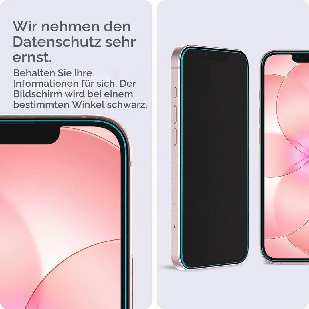 Spigen Glas.tR EZ Fit Sichtschutz Schutzfolie kompatibel mit iPhone 14, iPhone 13, iPhone 13 Pro, 2