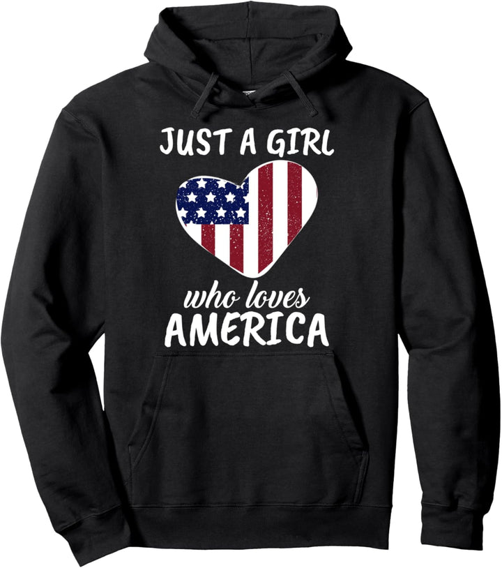 Damen Just A Girl Who Loves America Geschenk USA Flagge Pullover Hoodie