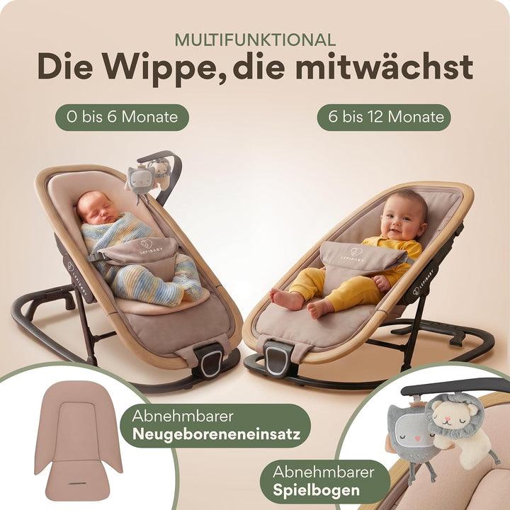 FlexiBu Babywippe Faltbar &amp; Verstellbar | Baby Wippe Neugeborenen bis 12 Monate | Bouncer Newborn-Ei