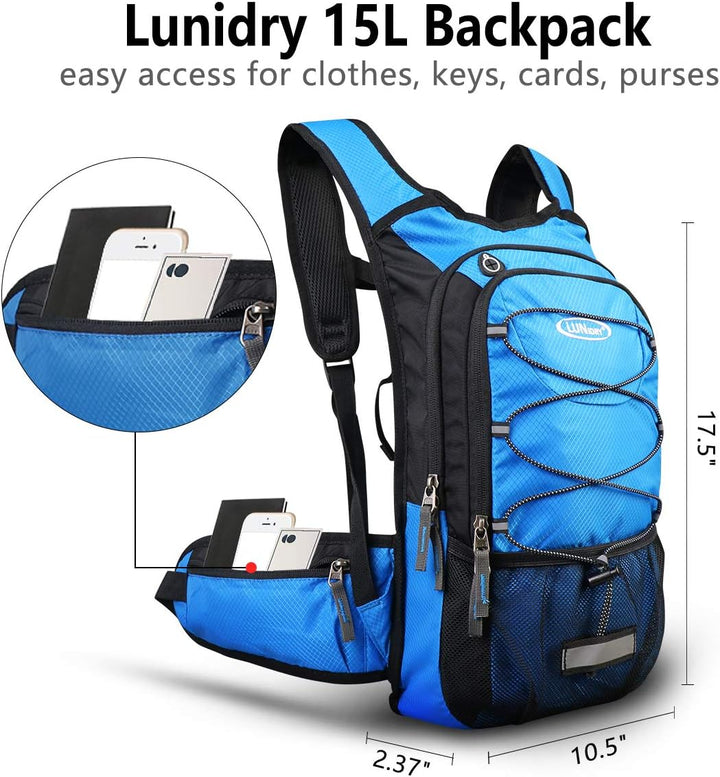 Lunidry Fahrradrucksack mit Trinkblase 3L, Laufrucksack Trinkrucksack 15L für Damen & Herren, Wasser