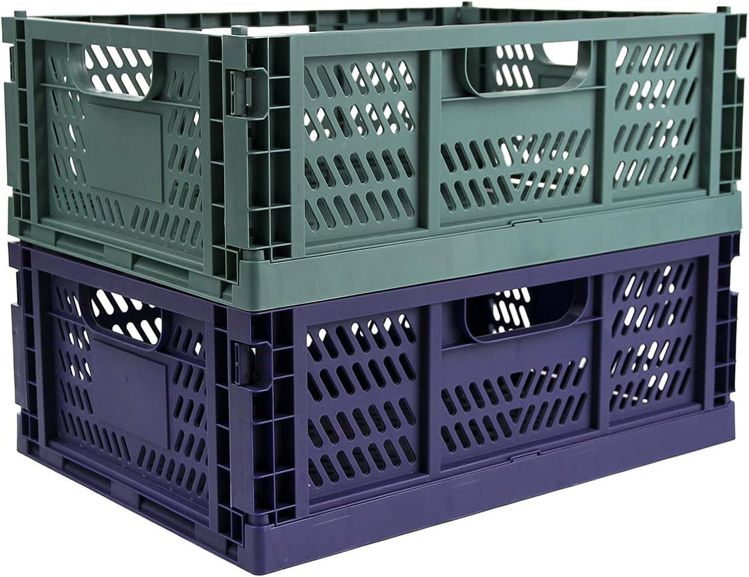 Spesh 2 Stücke Klappboxen Faltbar Aufbewahrungskorb Plastik Klappkisten Kunststoff Stabil Lagerkiste