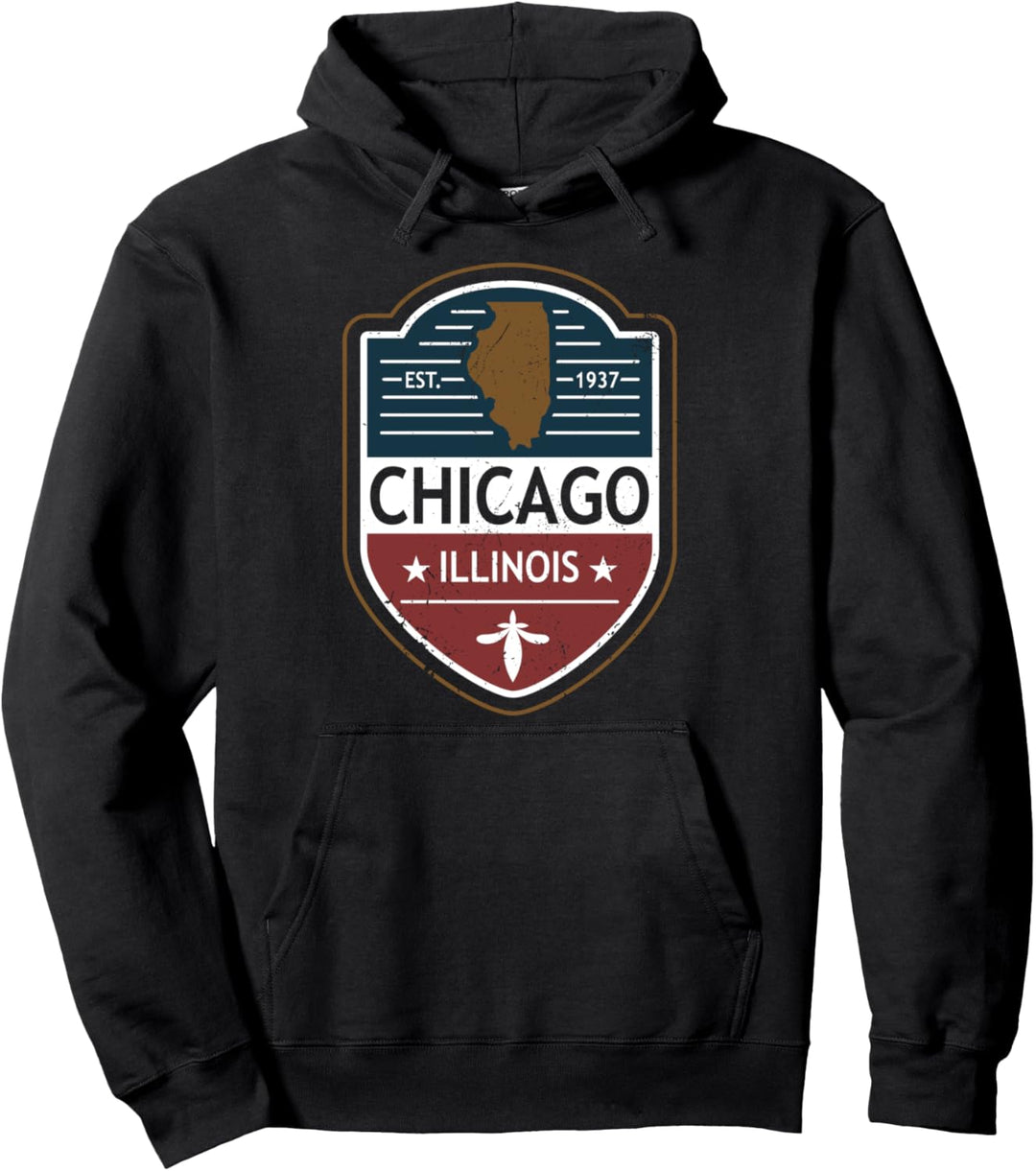 Illinois Staatskarte Chicago Fan Geschenkidee Pullover Hoodie
