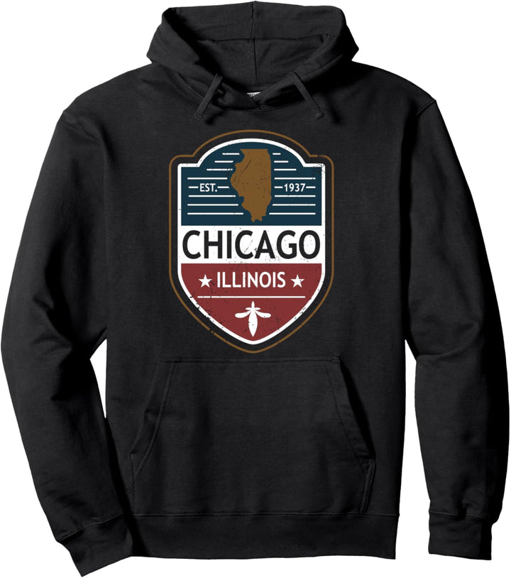 Illinois Staatskarte Chicago Fan Geschenkidee Pullover Hoodie
