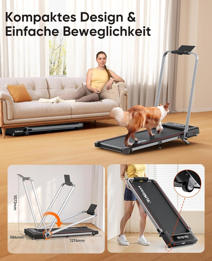 RUNIMON Laufband für Zuhause mit Steigung,6 IN 1 Walking Pad mit 7% Neigung,12km/h Laufband für Zuha