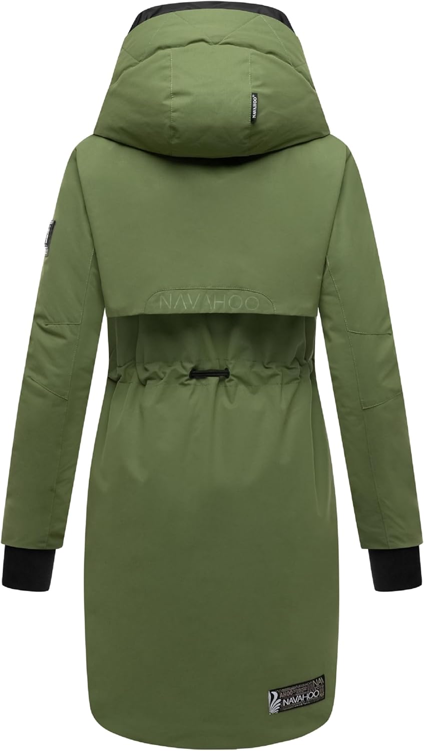 Navahoo Damen Mantel Lange warme Winter Steppjacke mit Kapuze und magnetischen Elementen Snowelf XS-