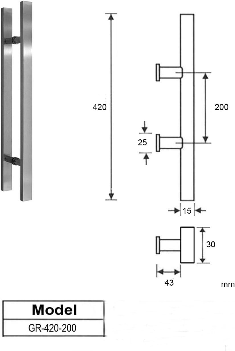 BS-900D-2-420GR-AS: Schiebetürsystem ESG 900x2175x8mm Dekor S, vollsatiniert; Schienensystem ALU Sli