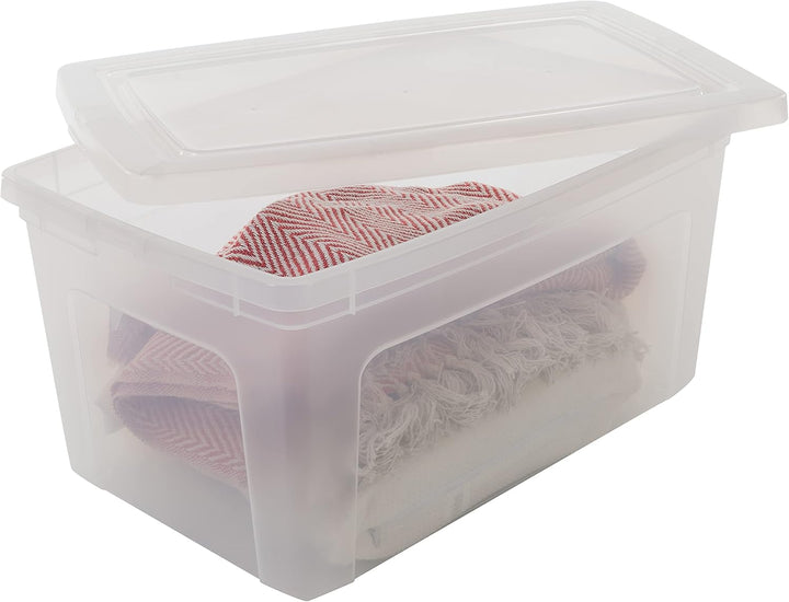 Iris Ohyama, 3er-Set, Aufbewahrungsboxen, 50 L, durchsichtig, stapelbar, Wohnzimmer, Schlafzimmer -