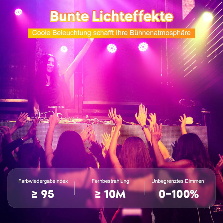 2pcs LED Par Strahler 200W LED Par Scheinwerfer 18 LED Bühnenlicht LED Par Licht,RGBW DMX512 Discoli