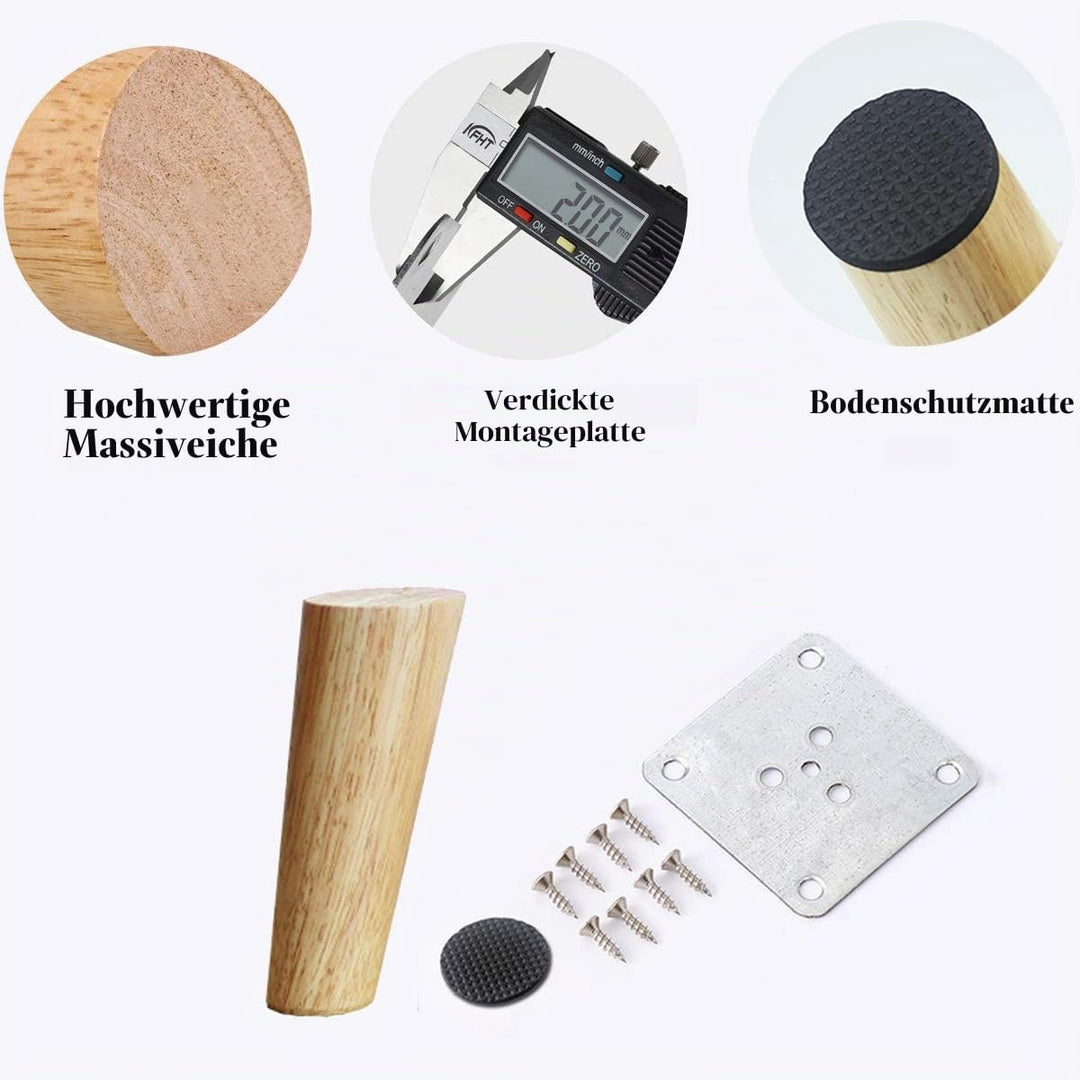 Drenky 4 Stück 25cm Möbelfüsse Holz Rund Möbelfüsse Holz Schräg Dunkel Tischbeine Holz Schrankbeine