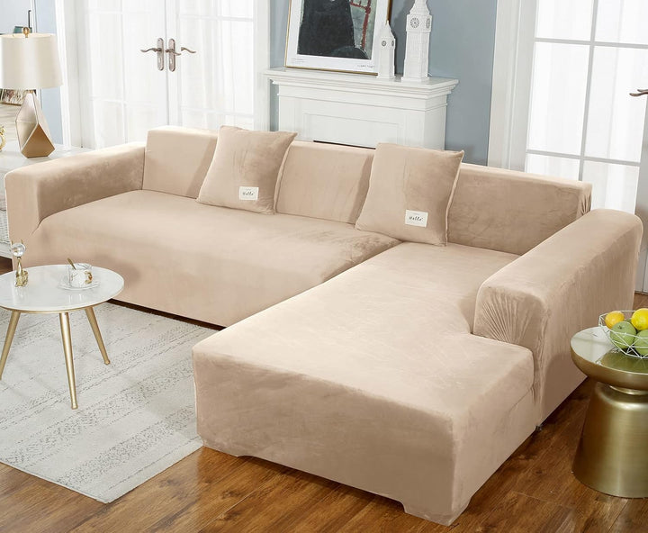 JHLD Sofabezug L Form, Stretch Sofabezug Samt L-förmiger Sofabezug Weiche Anti-rutsch Sofa Überwürfe