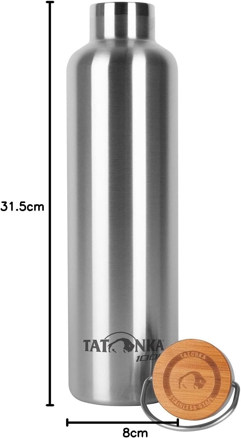 Tatonka Edelstahl Trinkflasche Hot + Cold Stuff Bamboo Lid (500ml / 750ml / 1000ml) - Unzerbrechlich
