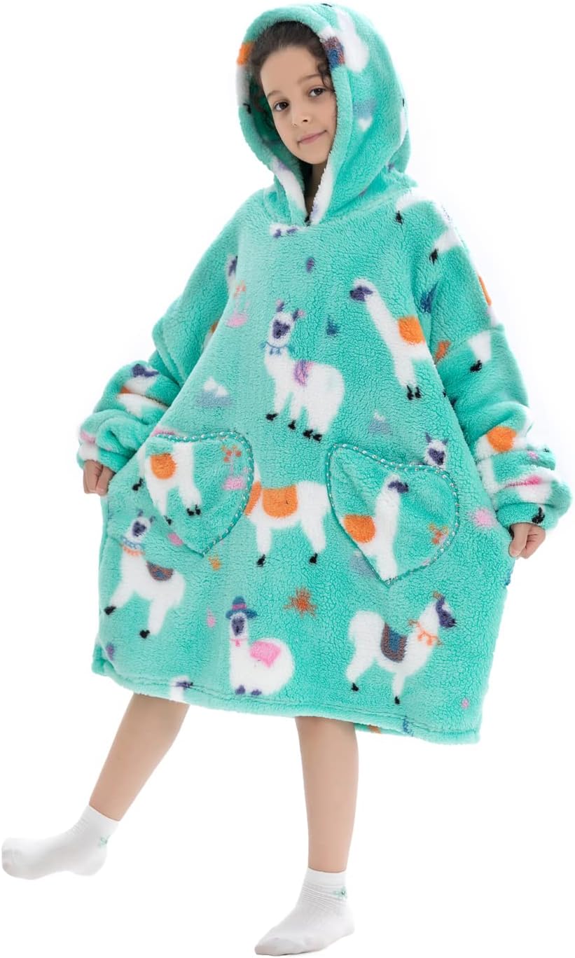 Ruiuzioong Kinder Übergrosse Kapuzenpullover,Super Weich Warmes Bequeme Tragbare Decken Sweatshirt f