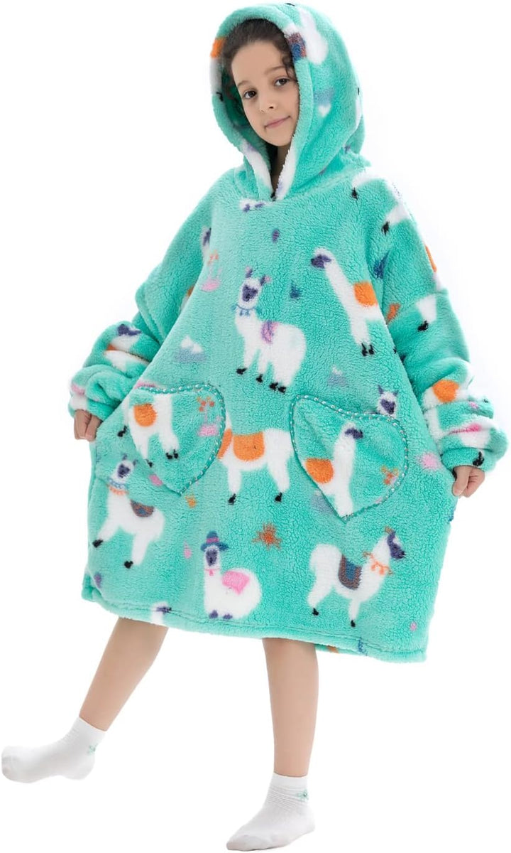 Ruiuzioong Kinder Übergrosse Kapuzenpullover,Super Weich Warmes Bequeme Tragbare Decken Sweatshirt f