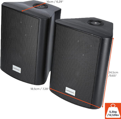 celexon Aktivlautsprecher-Set schwarz - 2X 30W - leistungsstarke Audio-Boxen - inkl Wandhalterung -