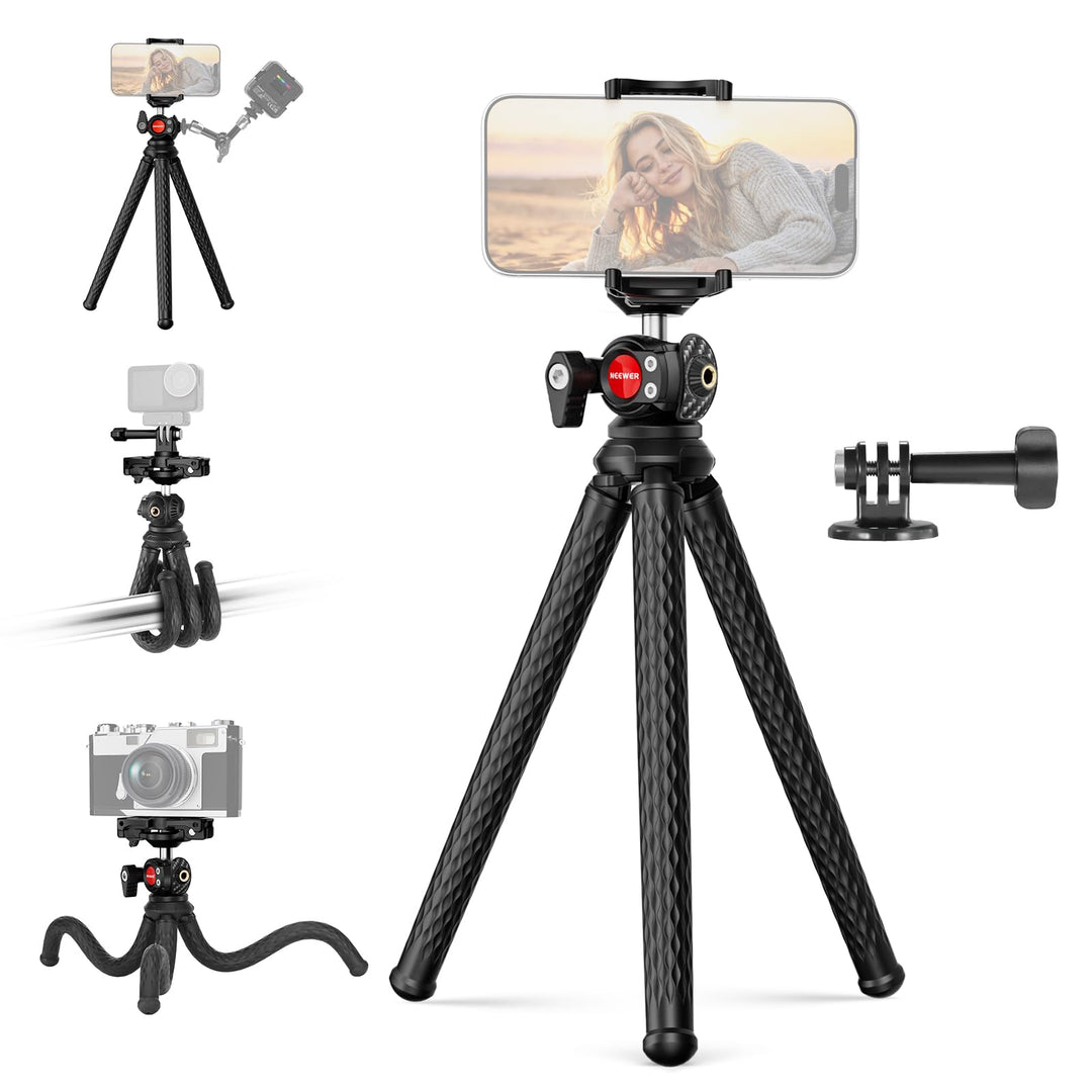 NEEWER Flexibles Handy Stativ, Kleiner Mini Kamera Webcam Tischständer, versteckter Handyhalter und