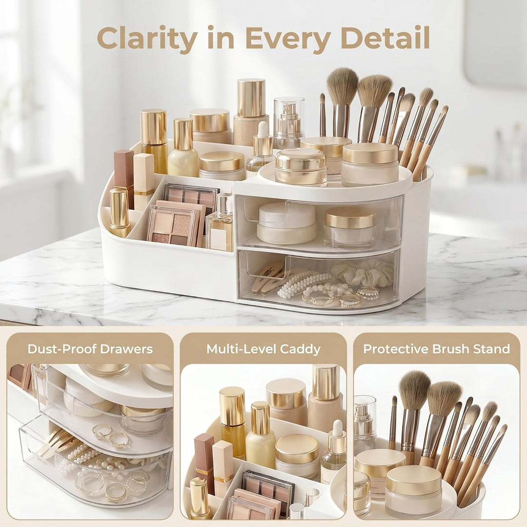 Make Up Kosmetik Organizer mit Schubladen - Multifunktionale Schminktisch Organizer für Badezimmer u