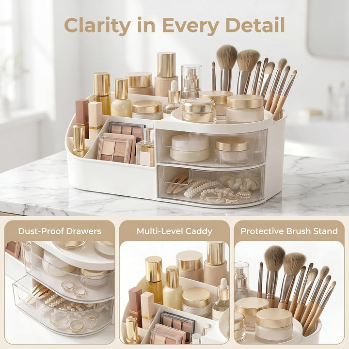 Make Up Kosmetik Organizer mit Schubladen - Multifunktionale Schminktisch Organizer für Badezimmer u