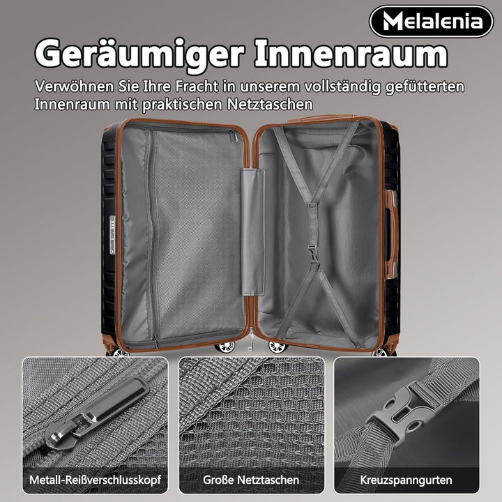 Melalenia Kofferset 7tlg Hartschale Leicht mit 4 Rollen und TSA-Schloss Der Gepäcksets Enthält 1 Kos