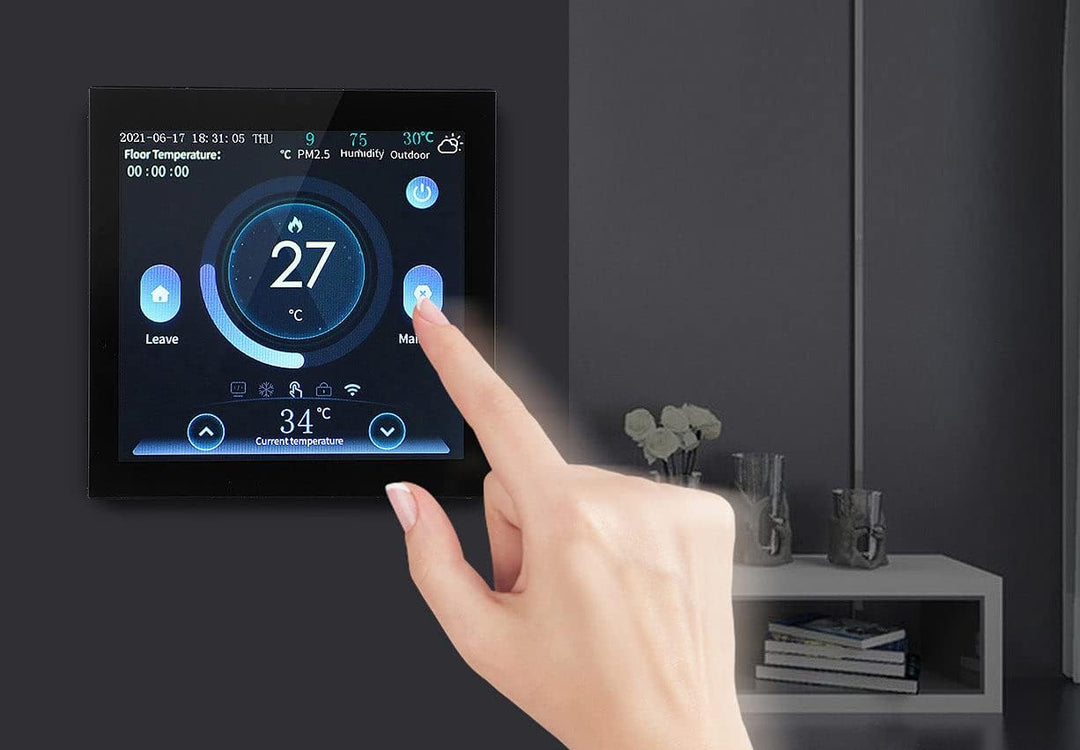 revolt Wireless Thermostat: 2er-Set WLAN-Thermostate für Fussbodenheizungen, Touchdisplay (Wandtherm