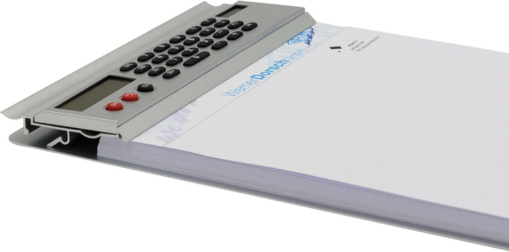 Wedo 57954 Klemmbrett A4, Alumnium Schreibplatte, abnehmbarer Solar Taschenrechner, Aufhängemöglichk
