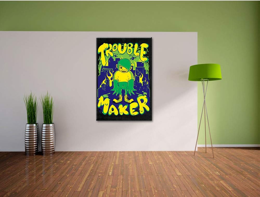 Dark Trouble-Maker black Leinwandbild Bild auf Leinwand, XXL riesige Bilder fertig gerahmt mit Keilr
