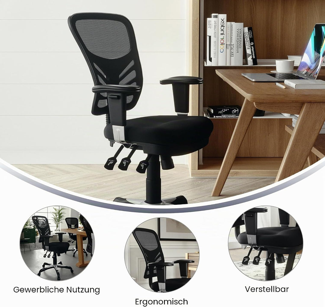 Flash Furniture Bürostuhl mit mittelhoher Rückenlehne – Ergonomischer Schreibtischstuhl mit verstell