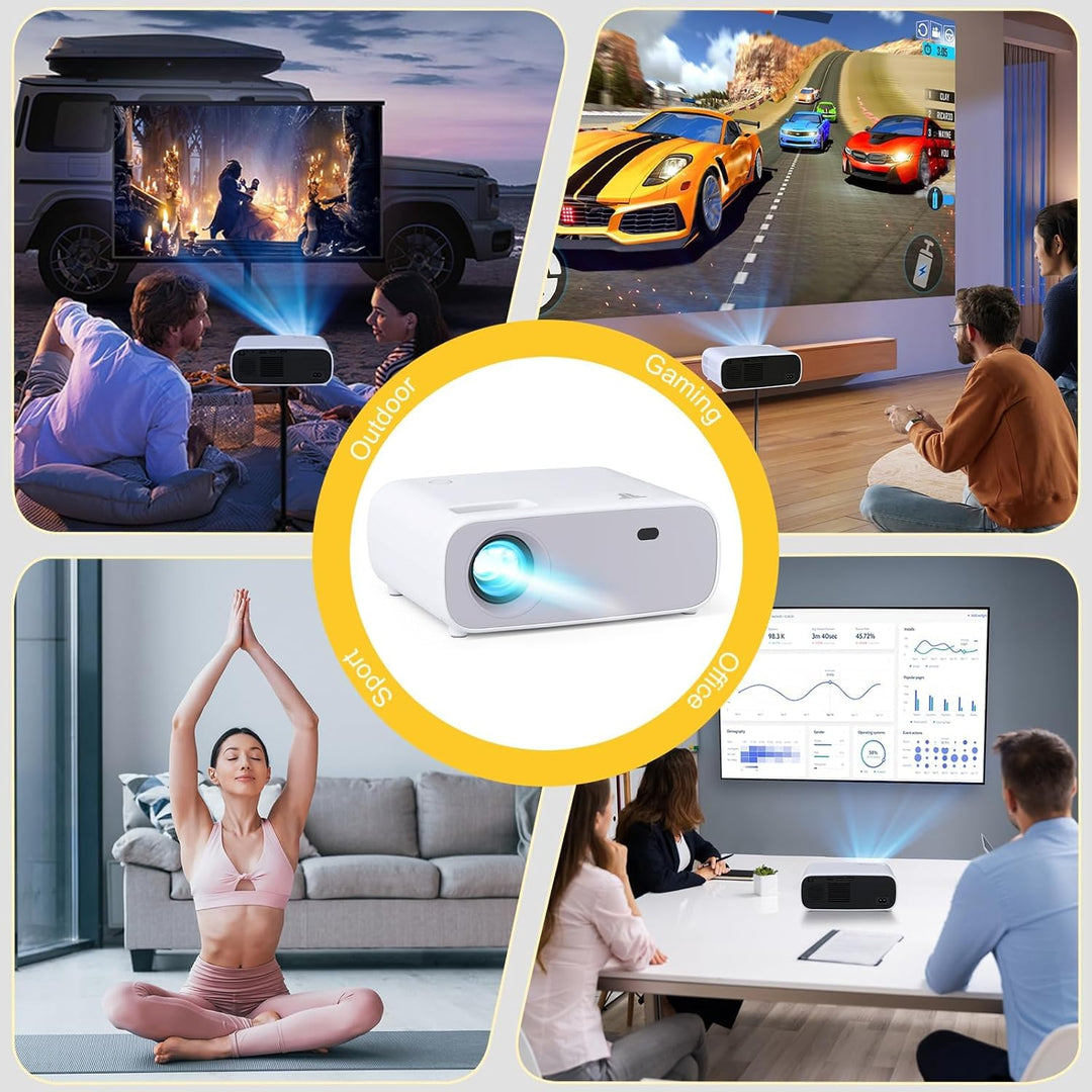 Mini Beamer mit WiFi und Bluetooth, 18000 Lumen, Full HD 1080P Auflösung Beamer 4k Heimkino, Unterst