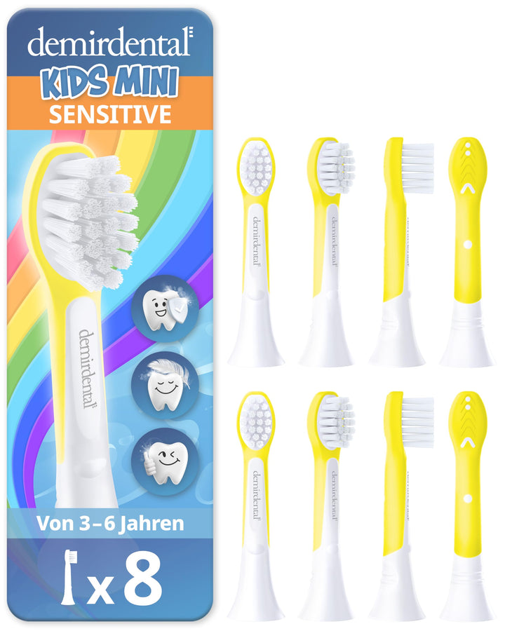 demirdental Kinder Ersatzbürsten passend für Philips Sonicare Kids, Compact Mini Bürstenköpfe für 3-